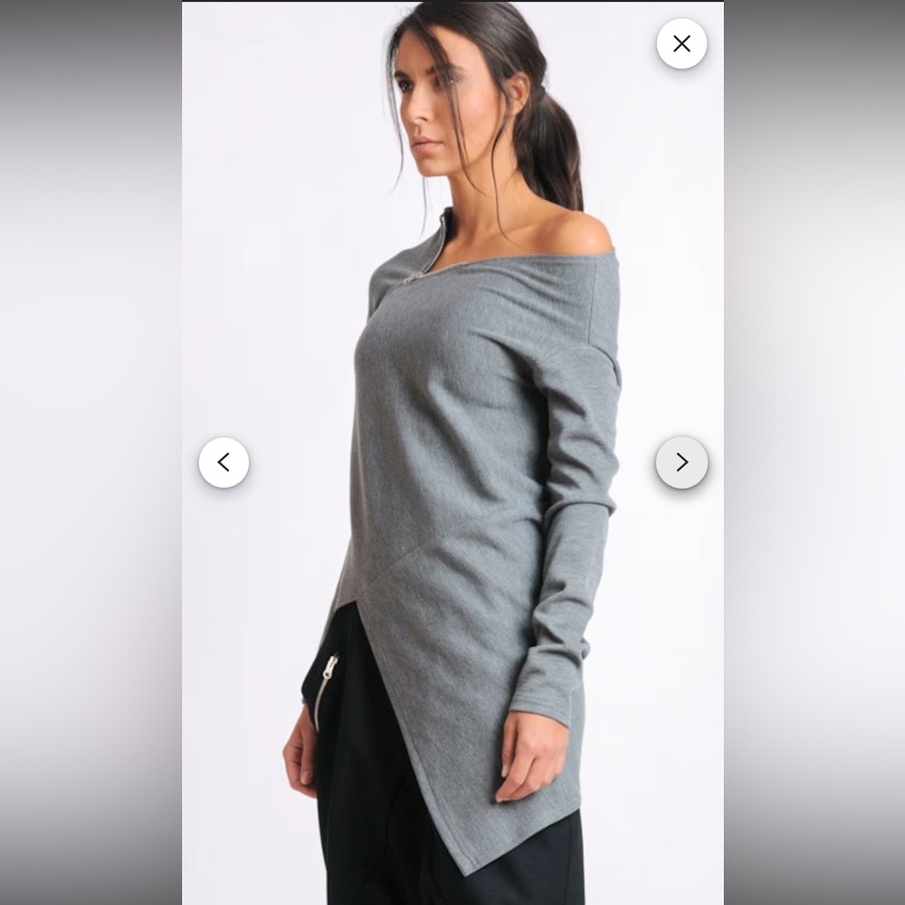 Metamorphoza Asymmetrical Tunic Top Off Shoulder Zipper M - Picture 4 of 11